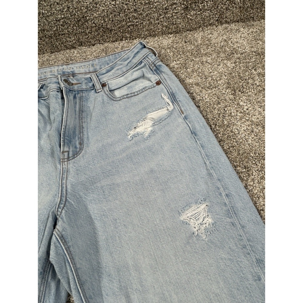 American Eagle Mom Jean Womens 4 High Rise‎ Blue Denim Distressed #0092